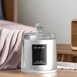 Candela Profumata Cera Di Soia Fragranza Casa Aromaterapia Vasetto Di Vetro Con Coperchio A Campana Duratura Naturale