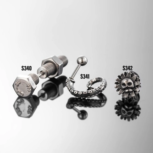 Punk titanium steel earrings featuring octopus tentacle and skull floral designs