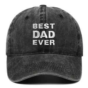 Casquette de baseball en coton noir délavé avec broderie BEST DAD EVER blanche
