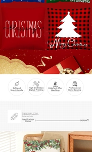 Detailed view of Christmas pillow covers featuring festive patterns and soft fabric textures