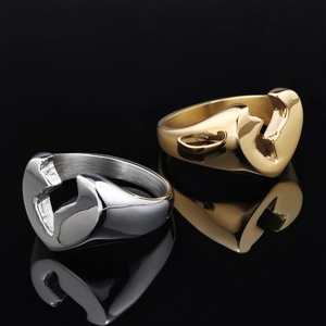 Broken Heart Finger Ring Stainless Steel High Polish Abstract Minimalist Punk Streetwear Jewelry For Men Women