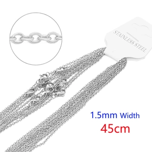 Detail of 1.5mm stainless steel cable chain necklace 45cm length with lobster clasp