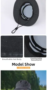 Vues détaillées du chapeau outdoor gris montrant le mesh respirant et le bandeau
