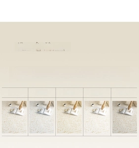 Carpet color comparison showing cream rug texture in natural, warm and cool lighting