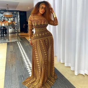 Elegant geometric print long sleeve maxi dress with matching headscarf for women