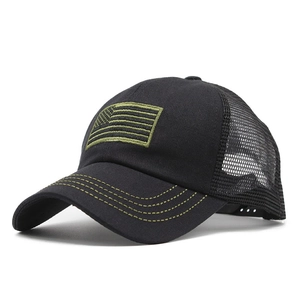 USA Flag Patch Mesh Baseball Cap Breathable Trucker Hat Tactical Military Outdoor Adjustable Cotton Polyester