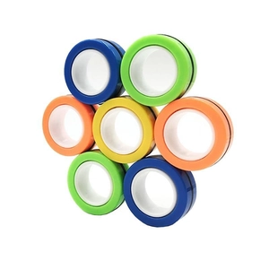 Colorful magnetic fidget rings for stress relief in blue yellow orange and green colors