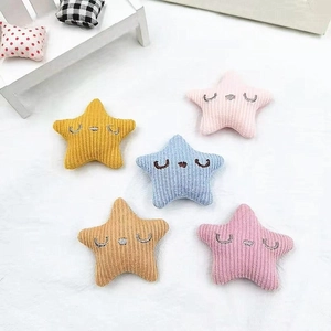 Plush corduroy star pins with cute embroidered expressions for girls and bag accessories