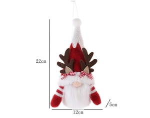 Décoration de gnome de Noël avec bois de renne et dimensions 22cm x 12cm suspendue