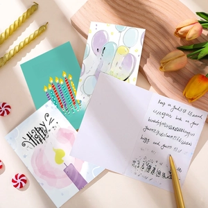 24-piece birthday card set with envelopes and stickers in minimalist hand-drawn designs