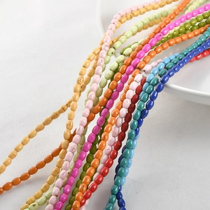Rice Oval Shape Synthetic Turquoise Beads Colorful Loose Spacer Beads For DIY Jewelry Making Bracelets Necklaces Handmade Crafts Retro