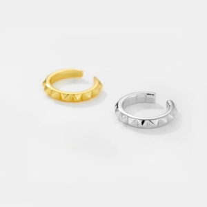 Minimalist S925 sterling silver pyramid stud ear cuffs in gold and silver finishes