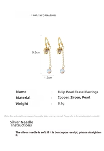 Spécifications détaillées des boucles d'oreilles tulipes avec perles et zircons