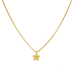 Elegant gold plated stainless steel necklace with a small floral crystal pendant