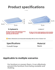 Detailed size specifications for blue transparent resin wedge levelers in S and L sizes