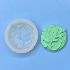 Lily flower silicone mold for DIY fondant and handmade soap with floral leaf pattern