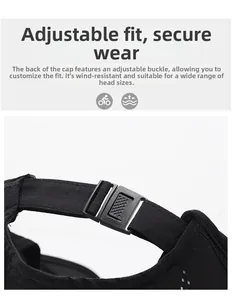 Close-up of adjustable buckle and ripstop nylon texture on black outdoor sports cap