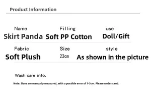 Detailed material specifications for plush panda toy featuring soft PP cotton filling