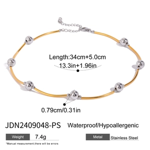 Detailed size specifications for 18K gold stainless steel tassel sweater chain necklace