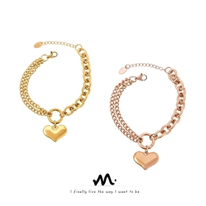 Titanium Steel Heart Pendant Bracelet For Women Asymmetric Chain Design Gold Silver Color Fashion Jewelry Accessories