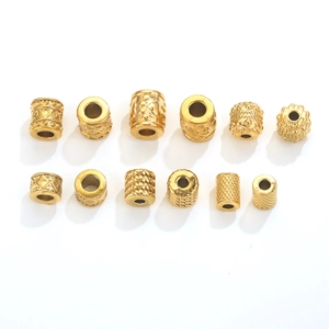 Golden stainless steel mantra spacer beads with embossed patterns for DIY jewelry making