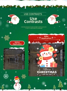 Detail of Christmas snowman window sticker with snowflakes for festive glass decoration