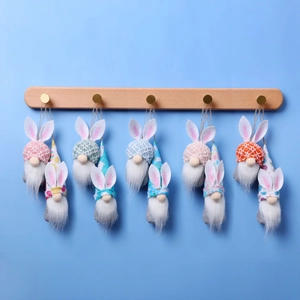 Hanging Easter bunny gnomes in macaron colors for tree decoration, set of 10 plush dolls