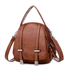 Retro dark brown crossbody cell phone bag with multi-compartments and soft leather texture