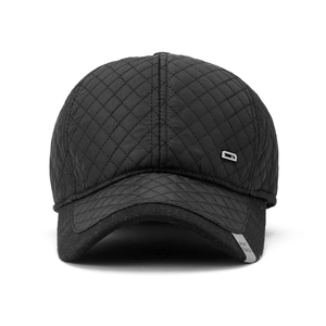 Winter men's quilted thermal baseball cap with ear protection and warm fleece lining