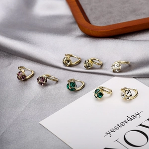 Geometric Square Cube Crystal Hoop Earrings For Women Luxury Gold Plated Rhinestone Huggie Earrings Minimalist Jewelry