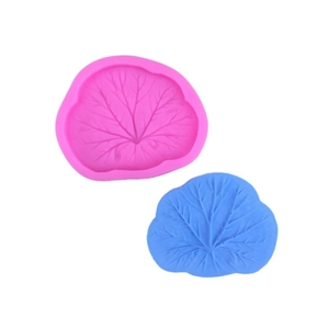 Pink and blue silicone lotus leaf molds showing detailed leaf vein patterns for fondant crafts