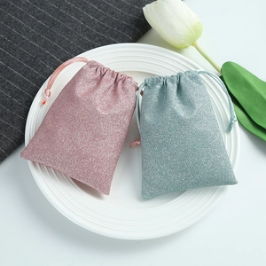 Sparkling Jewelry Packaging Bags Drawstring Velvet Pouches Dustproof Storage Gift Bags For Rings Earrings Jewelry Storage