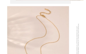 Vue macro d'un collier en acier inoxydable doré avec fermoir mousqueton et chaînette