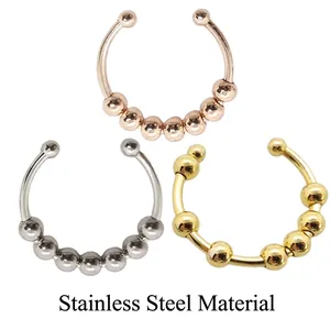 Anillo De Ansiedad Acero Inoxidable Cuentas Giratorias Ajustable Diseño Abierto Alivio Del Estrés Joyería Fidget Unisex