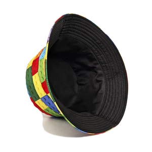 Double-sided bucket hat featuring colorful toy block patterns for summer sun protection