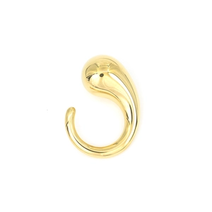 Macro shot of polished 18K gold-plated teardrop earrings with a sleek liquid metal finish
