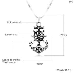 Vintage stainless steel pirate ship anchor and helm pendant with dimensions measurement