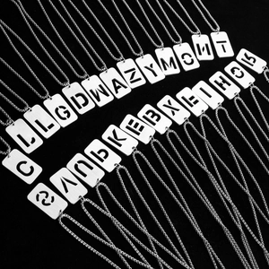 Hollow alphabet letter pendant necklace in polished silver stainless steel
