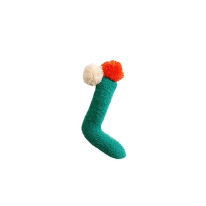 Calza di Natale lavorata a maglia verde creativa con pompon per decorazione albero