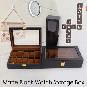 Luxurious Wooden Watch Box For Men Lacquered Finish Watch Display Organizer With Glass Top And Metal Lock Storage Box Case