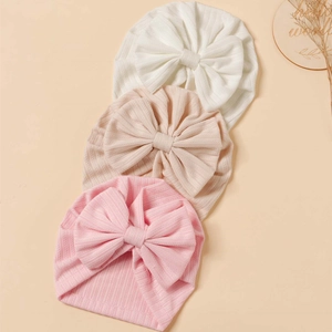 Baby Turban Hat Large Bow Ribbed Knit Beanie Soft Stretch Newborn Cap Infant Headwrap Photography Prop Cute Indian Style