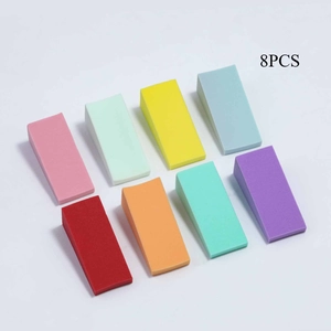 Set of 8 colorful wedge-shaped nail art sponges for creative gradient manicure designs