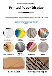 Detailed swatches of kraft paper, cardboard, and fabric textures for gift packaging