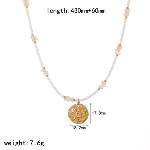 Detailed size view of sea turtle shell necklace with starfish pendant and shell pearls