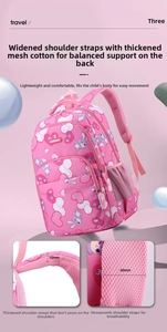 Detail view of 60mm wide and 10mm thick breathable mesh shoulder straps on kids backpack