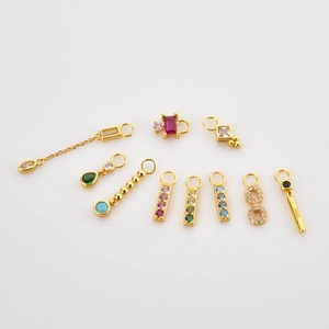 925 Sterling Silver Pendants Gold Plated Colorful Cubic Zirconia Geometric Charms For Jewelry Making DIY Earring Supplies