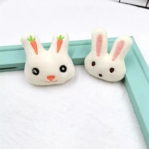 Cute plush rabbit brooches with orange carrot embroidery for bags and hat accessories
