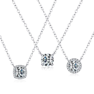 Colliers classiques en argent 925 avec pendentifs carrés et ronds en moissanite
