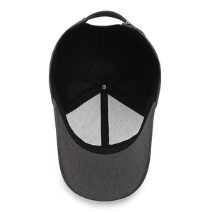 Men's dark gray casual baseball cap featuring adjustable metal buckle and inner lining