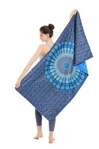 Detail of bohemian mandala microfiber beach towel with quick-dry and absorbent fabric